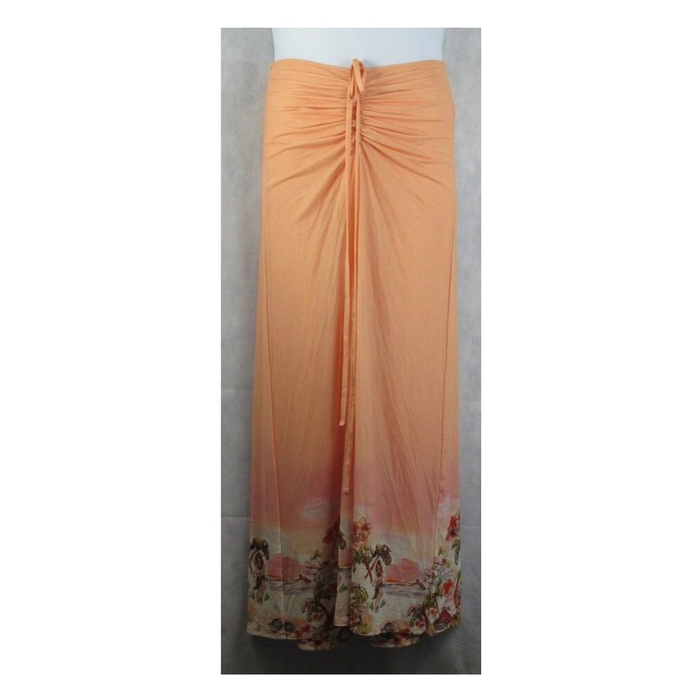 Royalty by Maluma Women's Printed Ruched Pants, Peach Island Multi Print - Picture 2 of 3